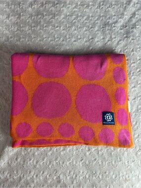 Bella Tunno Pink Orange Circles Big Polka Dot Baby Stroller Blanket Sweater Knit